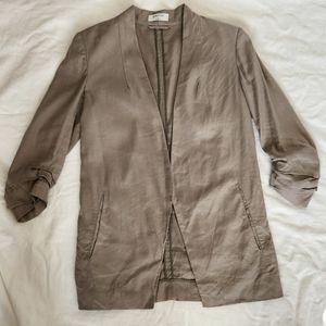 Ariztia Babaton Linen-Blend Sage Open Blazer